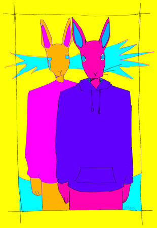 A chibi style piece of art depicting two furry characters.